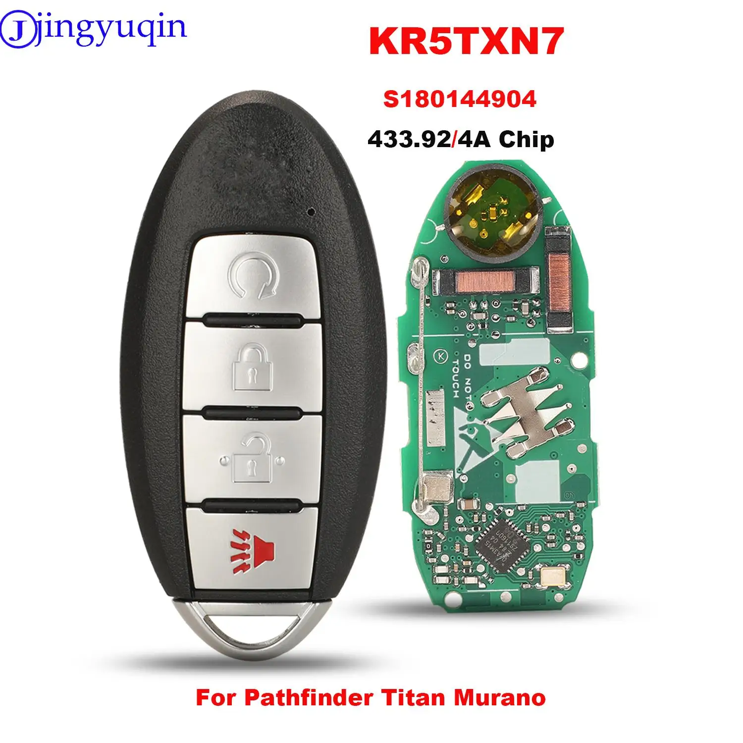 jingyuqin KR5TXN7 S180144904 Remote Smart Car Key For Nissan Pathfinder Titan Murano 2019-2020 433.92 Mhz 4A/pcf7938x Chip