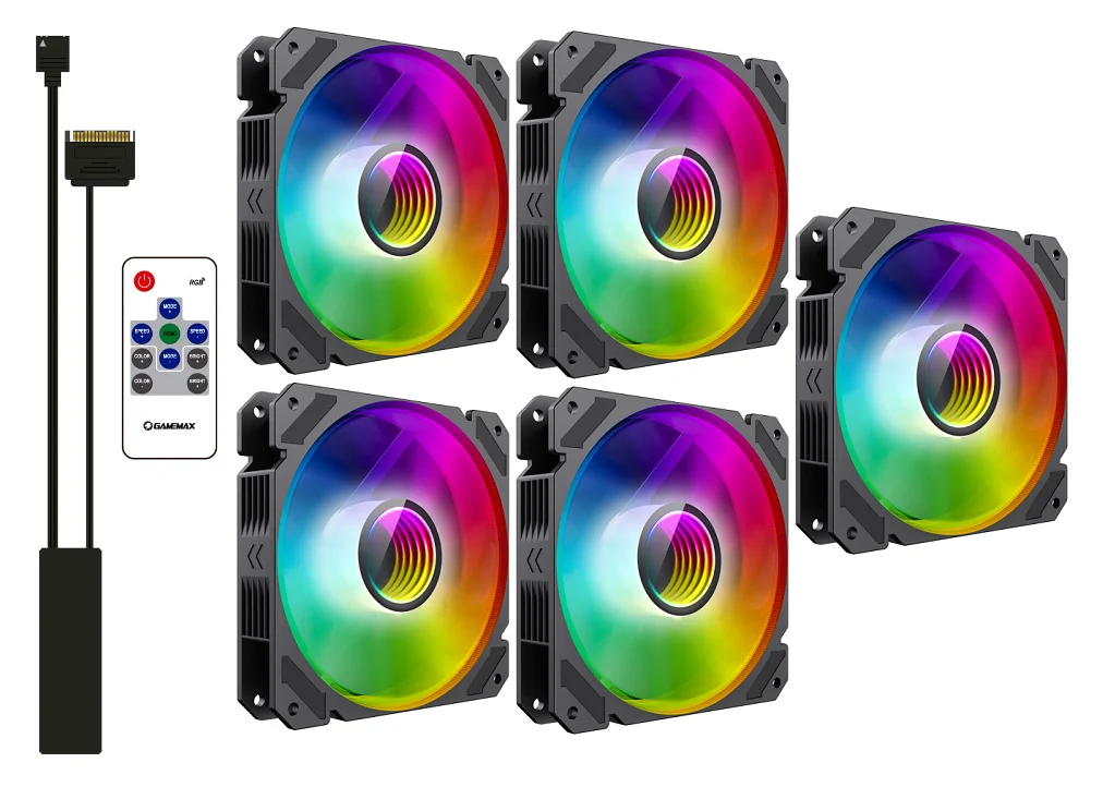 Kit 5 Fan Cooler Argb Rainbow-c9 + Gamemax Controller