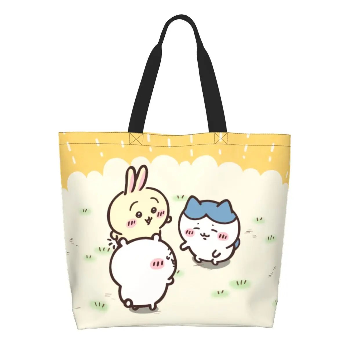 Custom Kawaii Cute Cartoon Chiikawa Anime Shopping Tote Bags Recycling Popular Manga Groceries Canvas Shopper Shoulder Bag