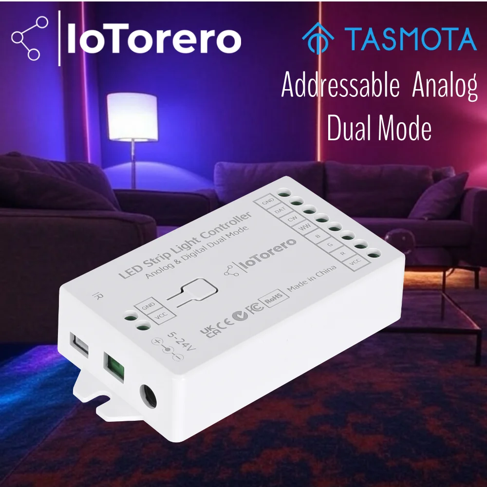 IoTorero Tasmota PWM RGBCCT & Addressable Dul Mode Strip Controller Works With Home Assistant