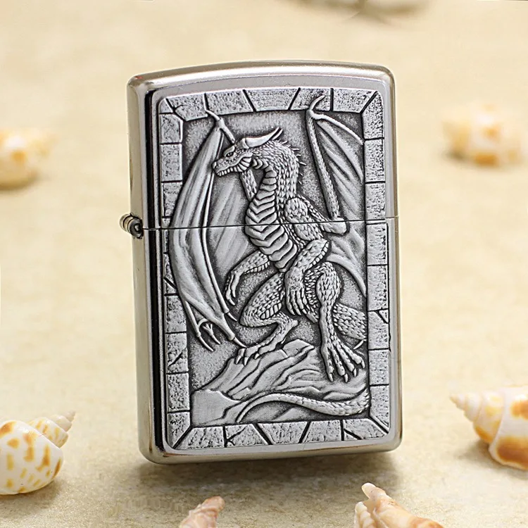 

Genuine Zippo Flying Dragon oil lighter copper windproof cigarette Kerosene lighters Gift with anti-counterfeiting code