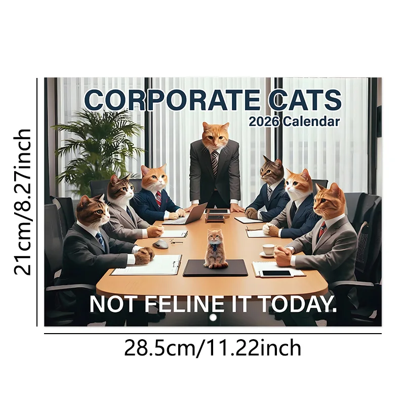 Funny Cat Calendar 2026 Animal Wall Calendar 12 Months Family Planning Calendar Gift for Cat Lovers Suitable for Living Room