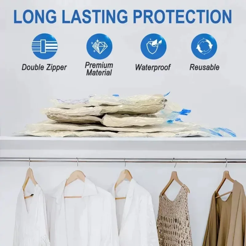 5/10PCS Vacuum Storage Bags - Space Saving for Clothes & Bedding, Vacuum Seal Packets, Folding Compressed Organizer Bags gallery 5