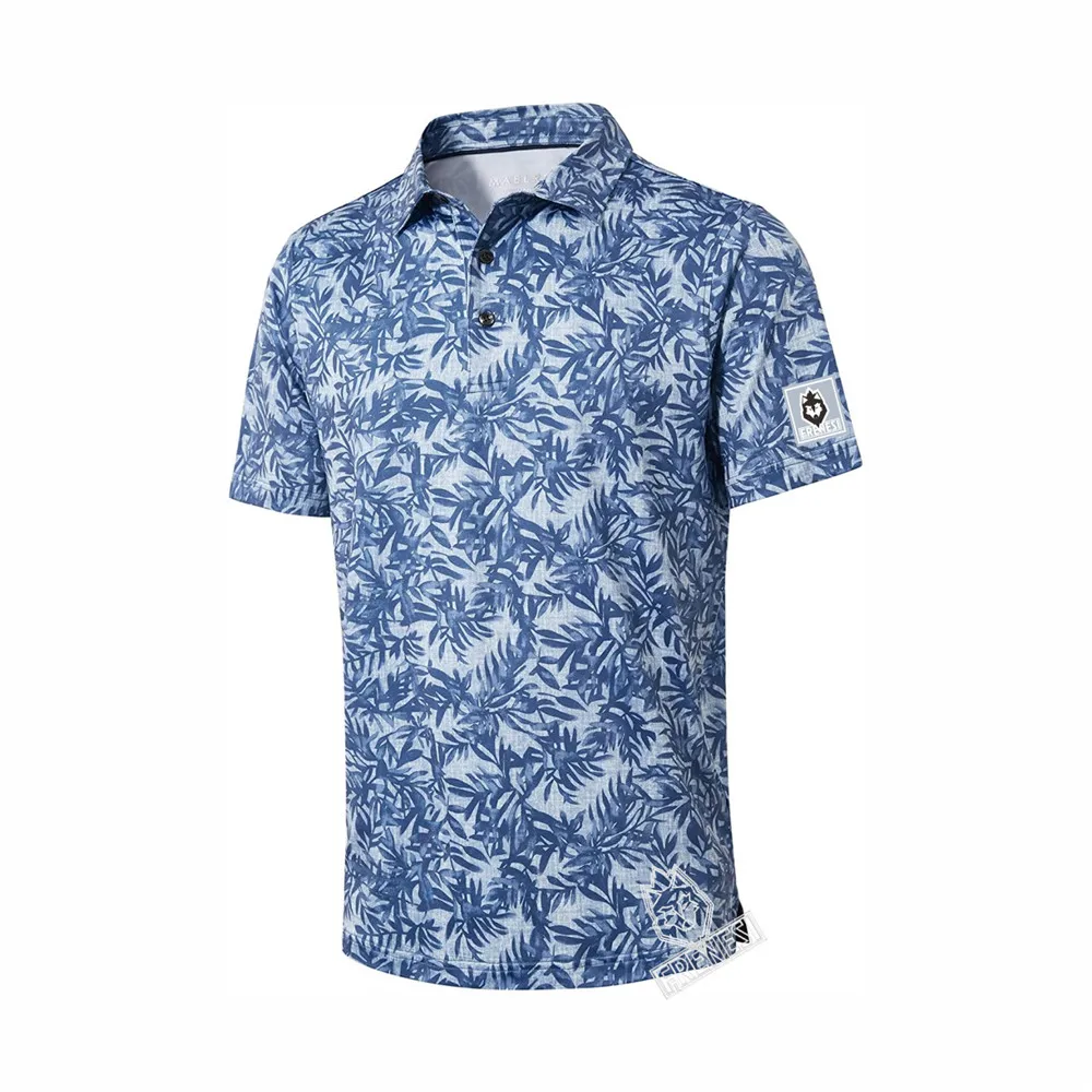 Men's Golf Shirt Moisture Wicking Dry Fit Performance Short Sleeve Striped Golf Polo Shirts Casual Quick Dry Printed T-Shirt