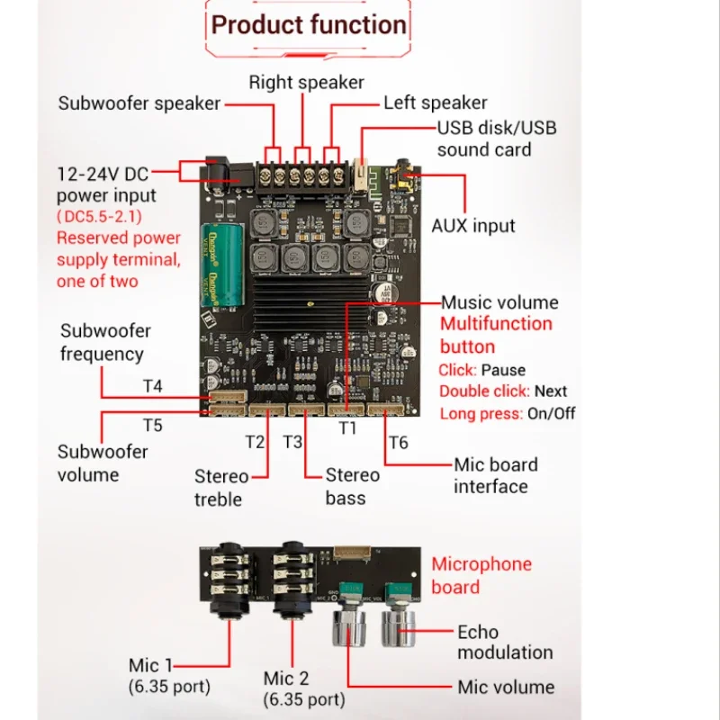 SOTAMIA 2.1 قناة بلوتوث مكبر كهربائي مجلس الصوت 50x2 + 100 واط KTV ميكروفون مكبر للصوت مضخم الصوت Anplificador دي الصوت