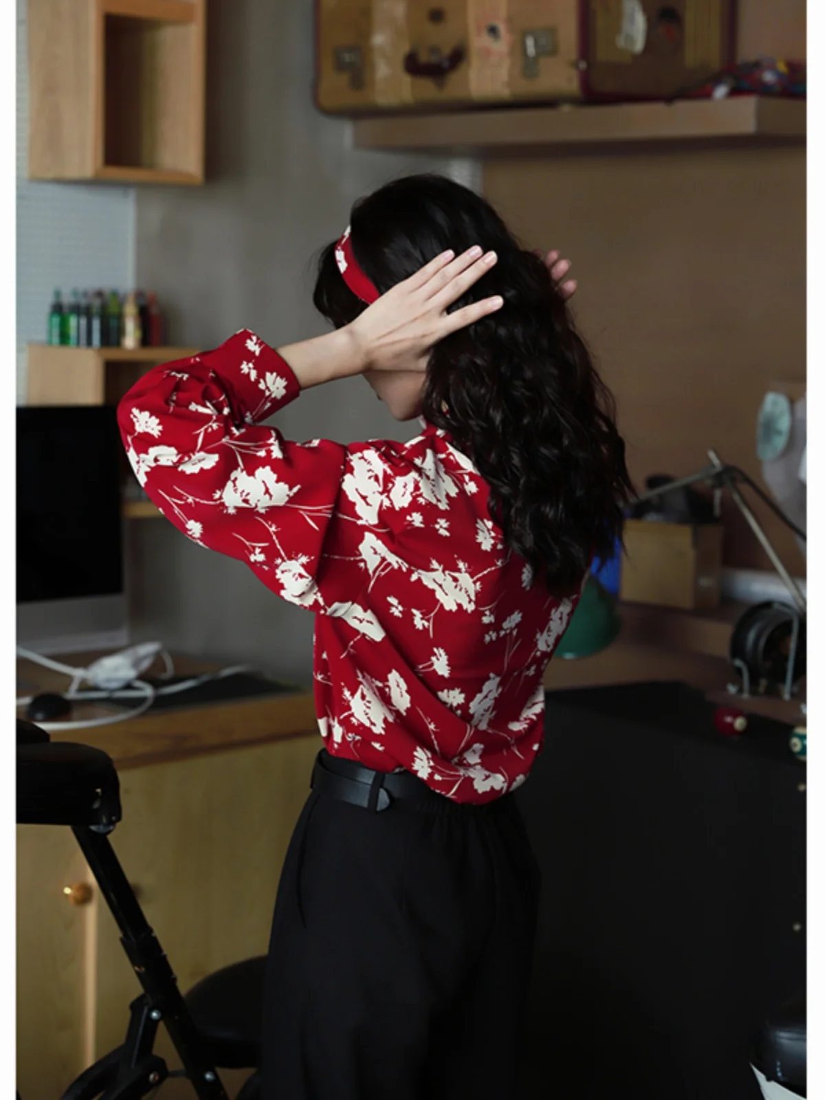 

Vintage Sle Long Sve Printed irt Slimming Faionable Activi Student Life Hawaii Travel Spring Autumn Ne irt