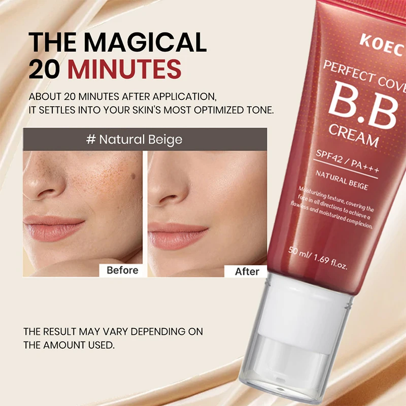 BB crème à couverture parfaite, maquillage de Base de fond de teint pour le visage, crème solaire hydratante Spf42, correcteur naturel intégré à couverture complète