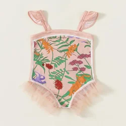 One-Piece Baby Girls Floral Swimwear Children Bikini Sets Summer Kids Bathing Suit Girl Swimsuit Toddler Beach Swimwear 2024