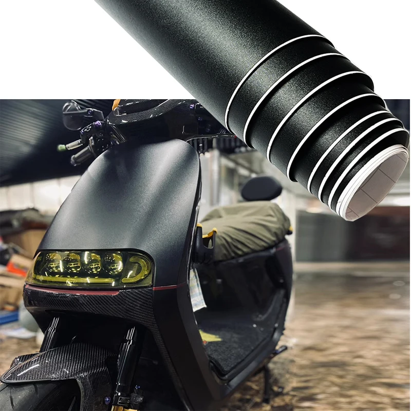 Matte Frosted Black Vinyl Wrap Film Roll With Air Release Self Adhesive Car Wrapping Motorcycle DIY Sticker Decal