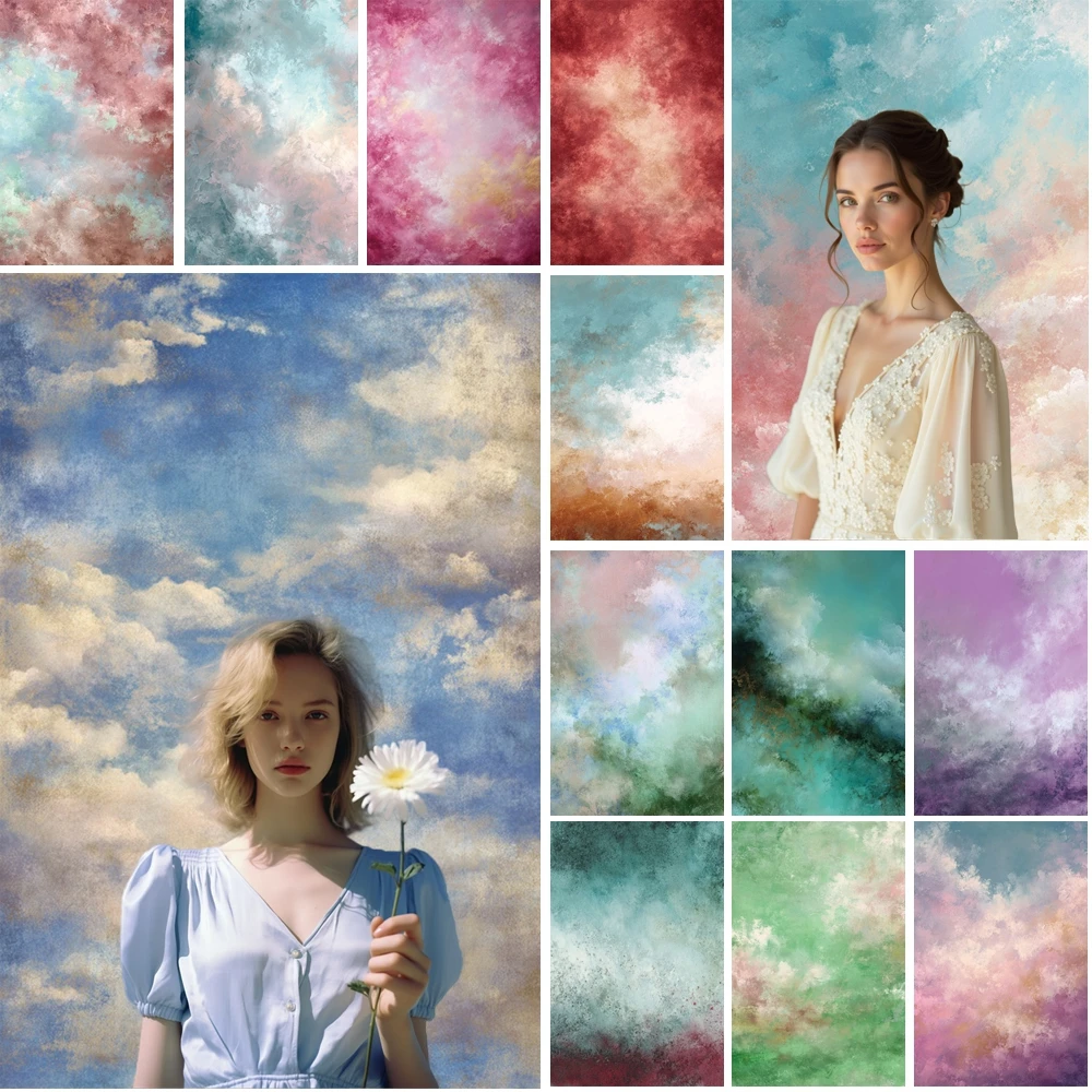 

MOON.QG Tie Dye Textured Photo Background Colorful Cloud Solid Color Backdrops For Photography Family Shooting Photo Studio Wall