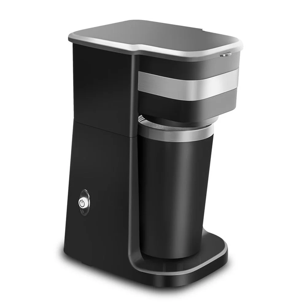 Compact Personal Coffee Maker with Stainless Steel Travel Mug Single Serving Brewer Home Office Dorm RV Auto Shut Off