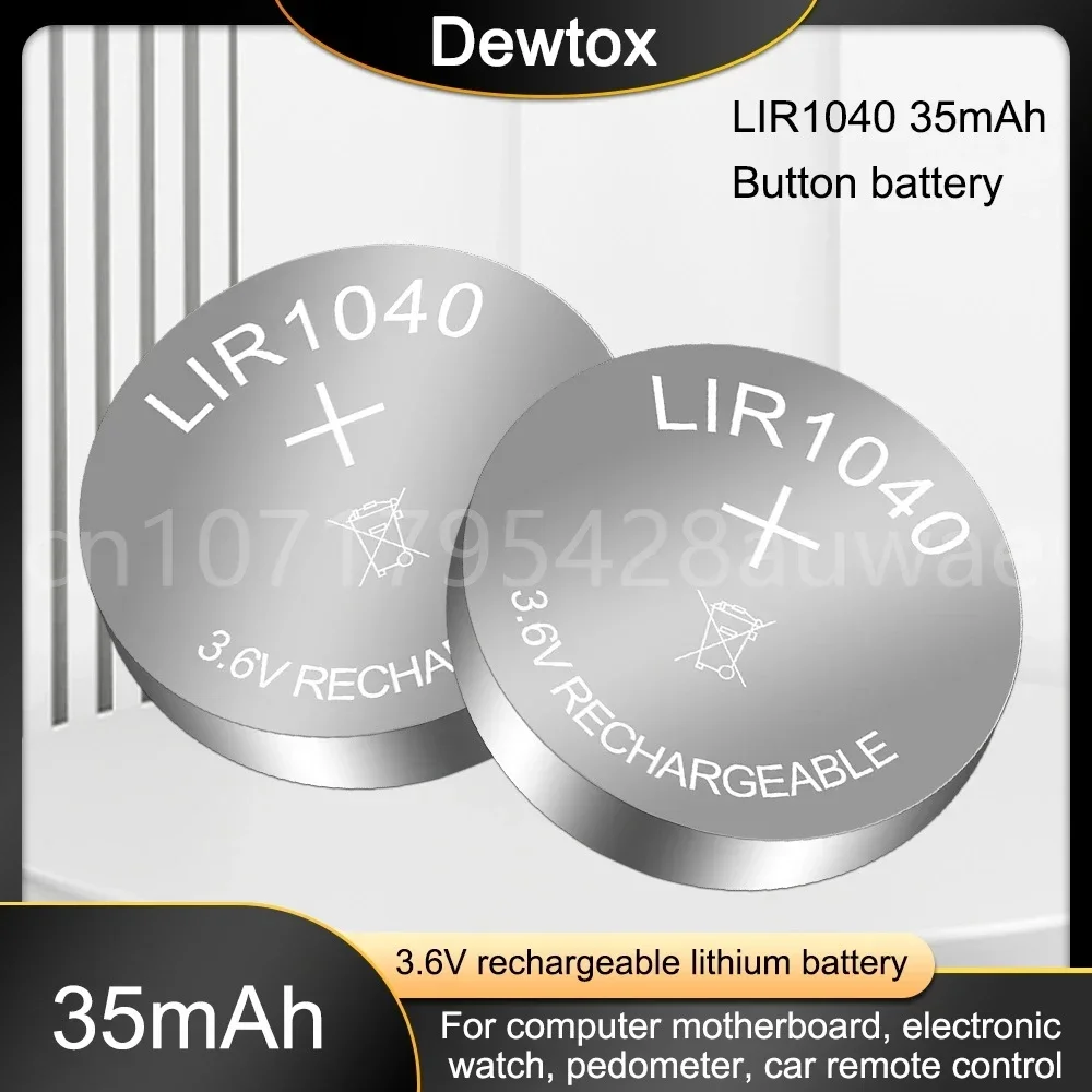 1-5PCS LIR1040 3.6V 35mAh Lithium Rechargeable Battery for Watch Counter Remote Control Calculator Camera Replace Button Cell