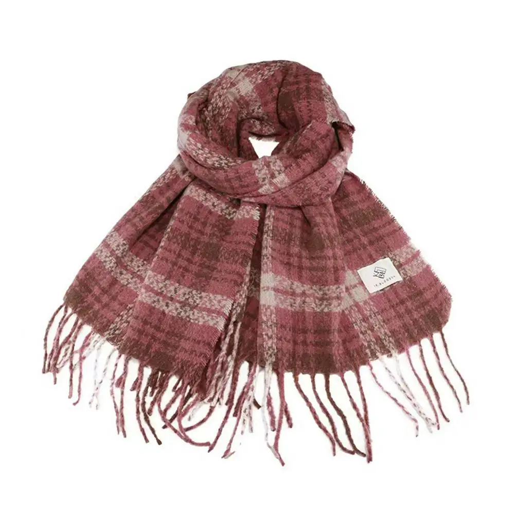 Vintage Plaid Long Scarf For Women Classic Soft Thermal Tassel Shawl Wrap For Autumn Winter Outdoor Warmth Keep Warm C9j2