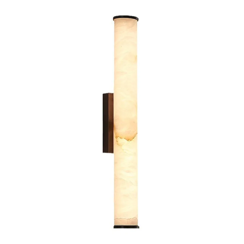 Modern Luxury Cylindrical Marble Wall Lamp Villa Living Room Background Bedroom Bedside High-End Copper Led Indoor Lighting