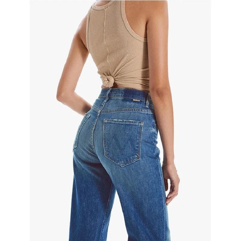 Women's High Quality Loose Jeans High Waist Female Wide Leg Long Denim Trousers