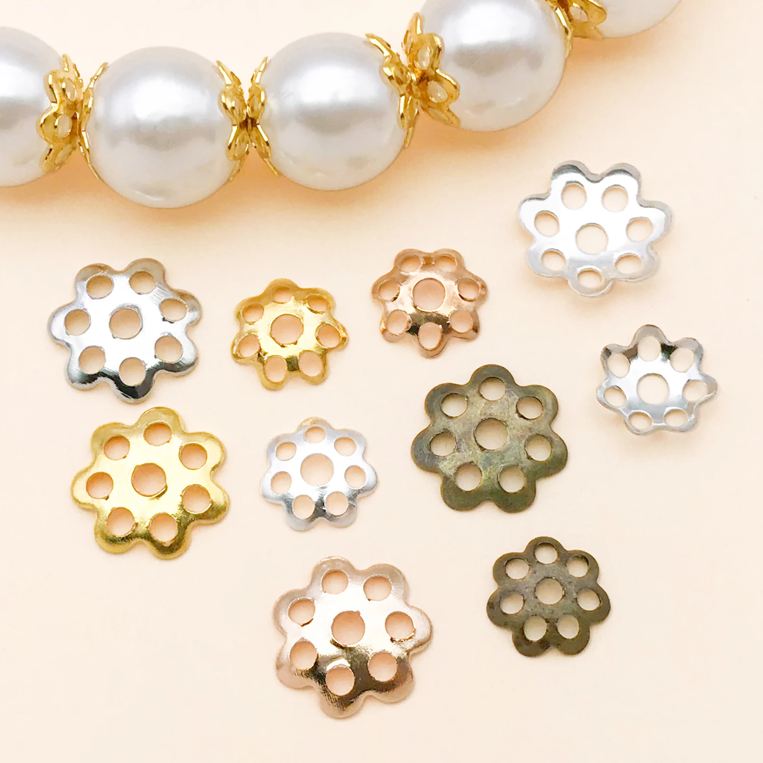 Bead Cap Flower - 300 peças de contas de liga