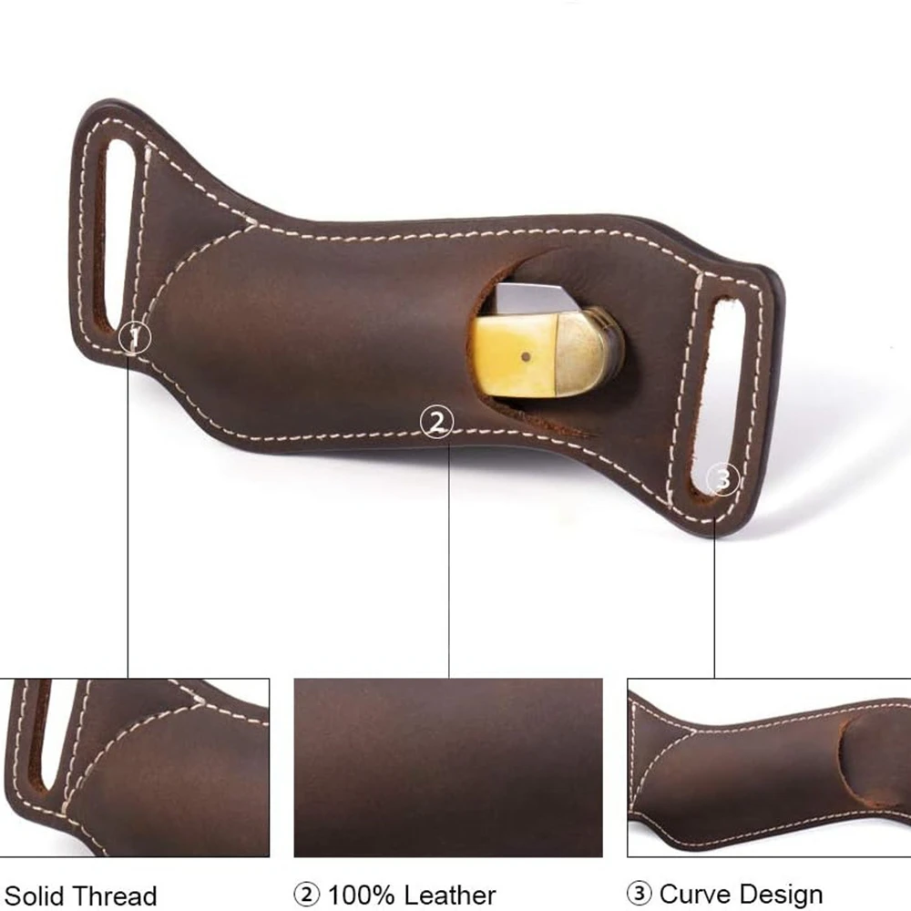 Leather/Cowhide Folding Knife Sheath for Belts Knife Cover Knife Storage Pouch Knife Protective Case Multitool Pouch Knife Pouch