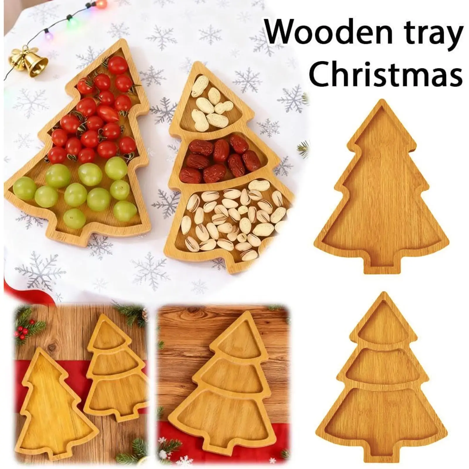 Christmas Tree Dish Wooden Sauce Dish Seasoning Plate Xmas Tree Shaped Appetizer Plate Sushi Seasoning Saucer Boards Dishwares