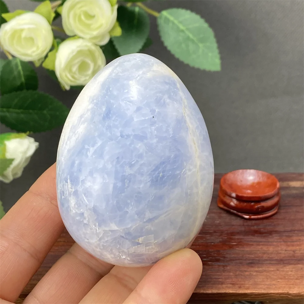 

Natural Blue Crystal Egg Polished Specimen for Meditation Yoga Home Decor Gift - Healing Energy Decorative Egg