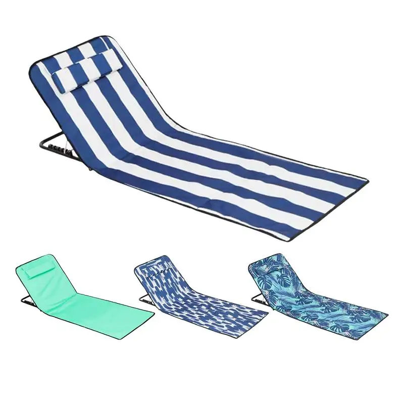 

Folding Pool Chairs Reclining Back Chairs Portable Chaise Lounge Sun Tanning Chair Sleeping Cots With 5-Position Reclining Back