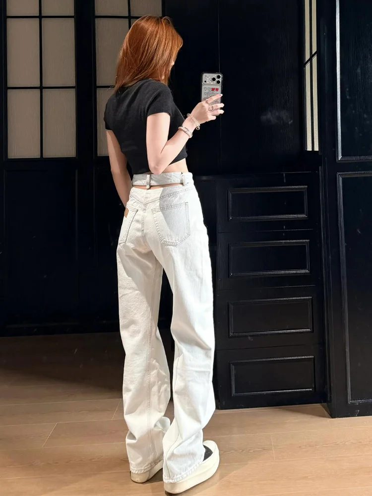 

Джинсы женские больших размеров в американском ретро-стиле: новинка, хит продаж, с вырезами на талии, прямые брюки, повседневная одежда, летние джинсы