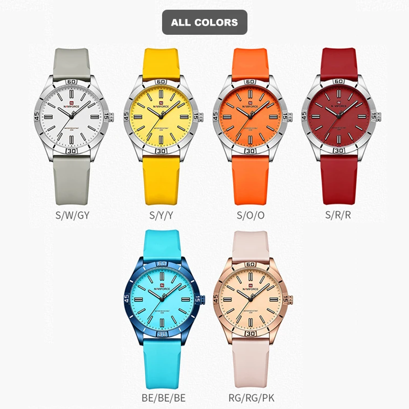 New Style NAVIFORCE Top Brand Casual Female Wristwatches Original Classics TPU Strap Quartz Waterproof Watches for Women NF5041