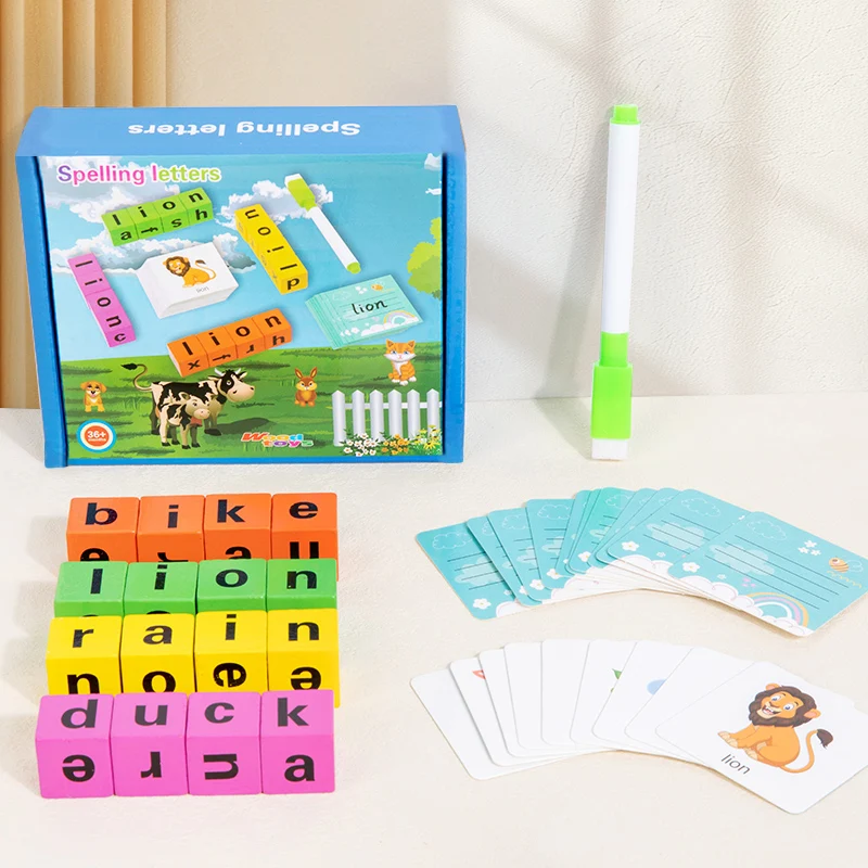 Montessori Wooden Spell Word Toy Letter Cognitive Challenge Memory Arithmetic Number Learning Educational Toy For Children