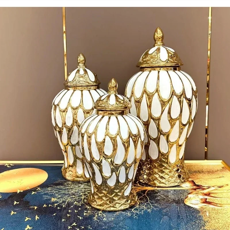 electroplated jar Large ceramic vase room decoration storage