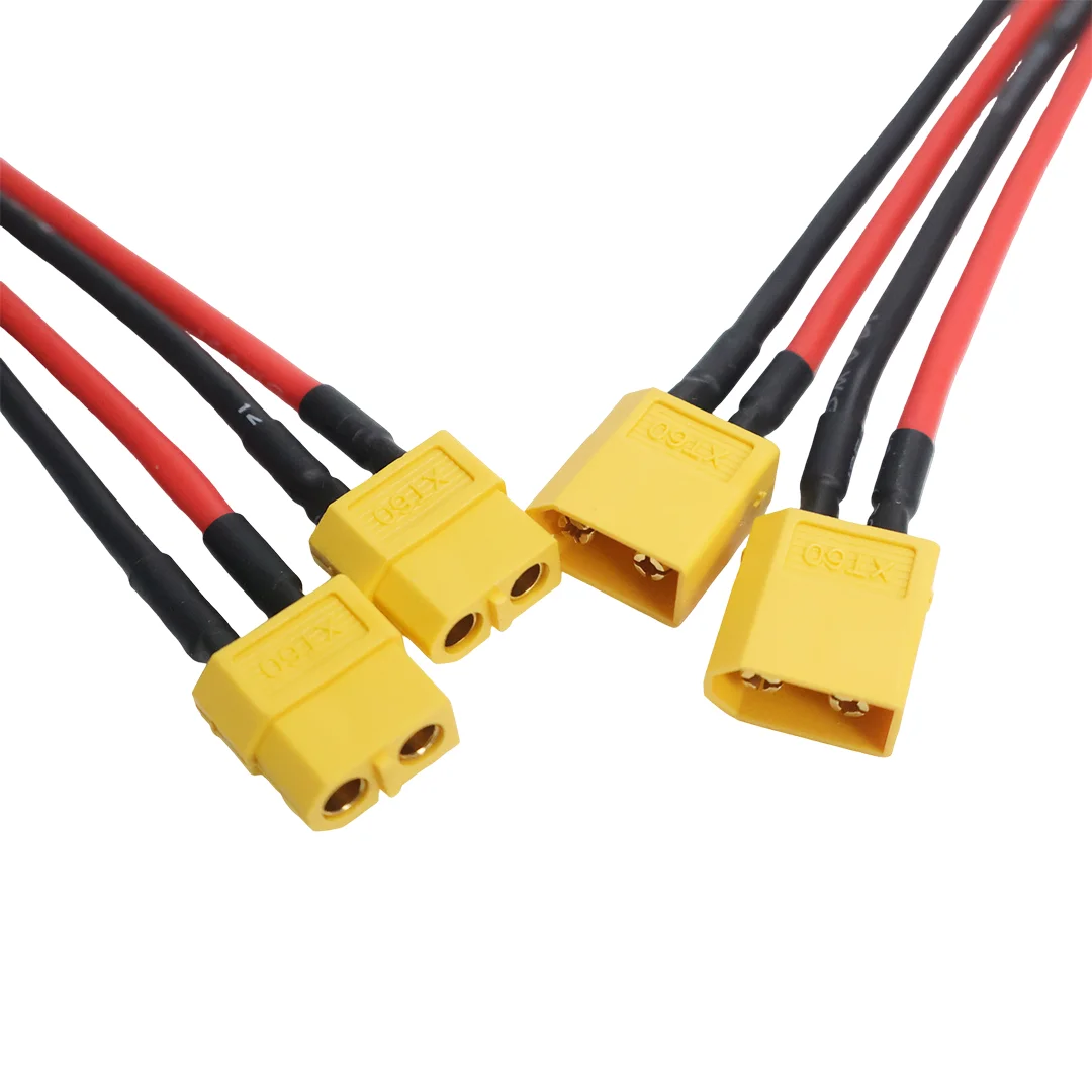 2pcs XT60 Battery Male Female Connector Plug - 10cm 14AWG Silicone Wire Cable for RC Airplane Lipo Battery ESC FPV Drone Expand