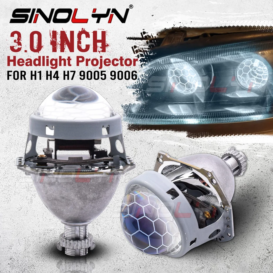 

Sinolyn 3 Inch Bi Xenon Projector Lenses For H1 H4 H7 9005 9006 Headlight Angel Eyes Honeycomb 6000K HID Lamp Car Accessories