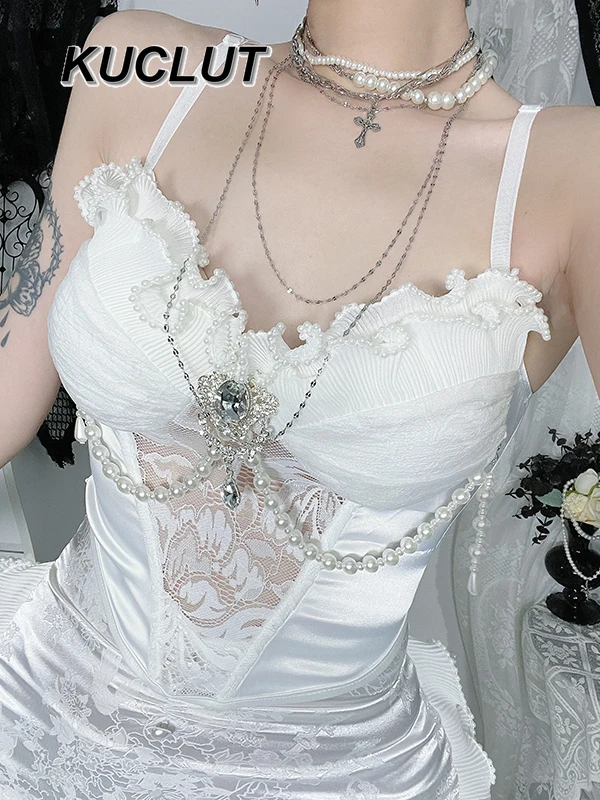 Conjunto de falda y Top Y2k, disfraz de Cosplay con tirantes de encaje, estilo callejero, elegante, Vintage, conjuntos de dos piezas de verano, trajes para mujer