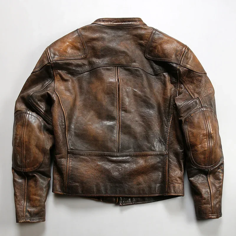 Top 2025 Brand Men's Luxury Horsehide Jacket Super Quality 1.6mm Thick Genuine Leather Coat Vintage Leather Cloth