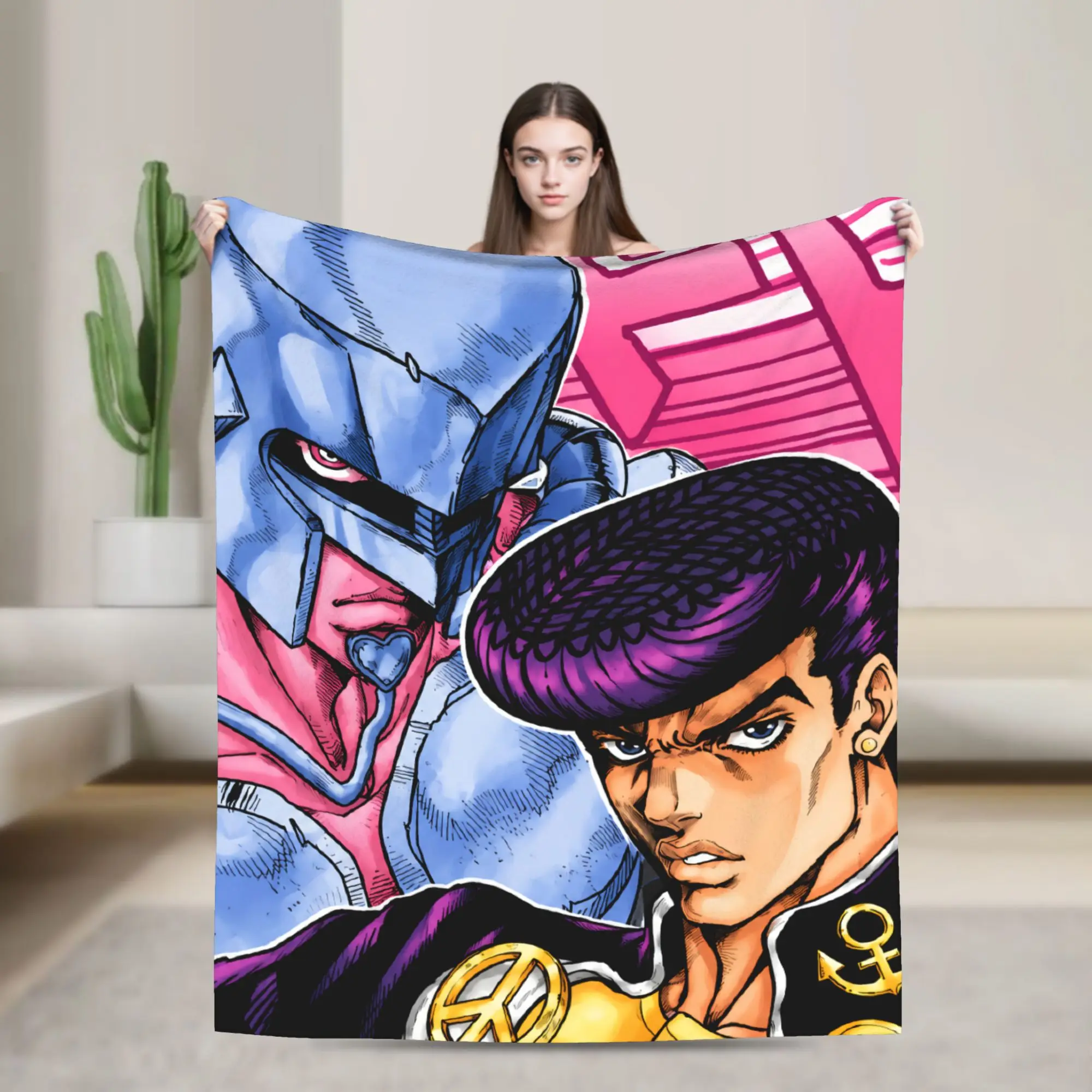 JoJos Bizarres Adventures Blankets Japan Anime Fuzzy Awesome Warm Throw Blankets for Bed Sofa Autumn/Winter