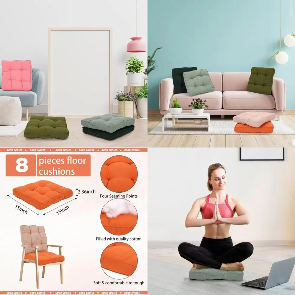 

Flexible Kids' Floor Cushions - 8 Pack, Square, Pink & Green, Ideal for Classrooms, Homes, Nurseries