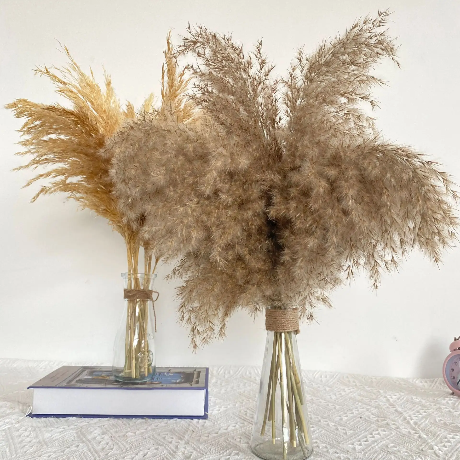 

45cm Water Reed Pampas Grass Natural Dried Flowers Bouquet Wedding Decorate Hay For Party Bohemian Christmas Home Table Decor