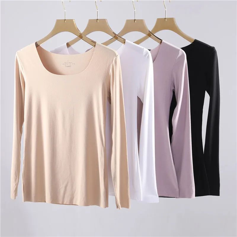 Solid Basic Long Sleeve Womens Sexy Sleep Ice Silk Nightdress Slim Seamless T Shirt Ladies Comfortable Tee Shirt and Pants SET