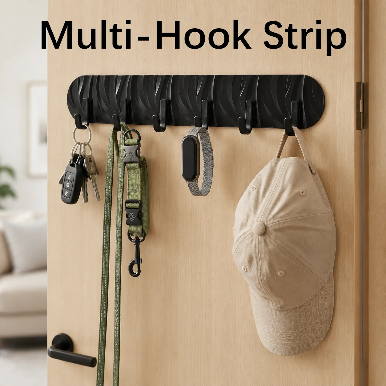 Row of hooks living room and bathroom, long row of hooks, no-drill, traceless adhesive hooks, behind dormitory walls