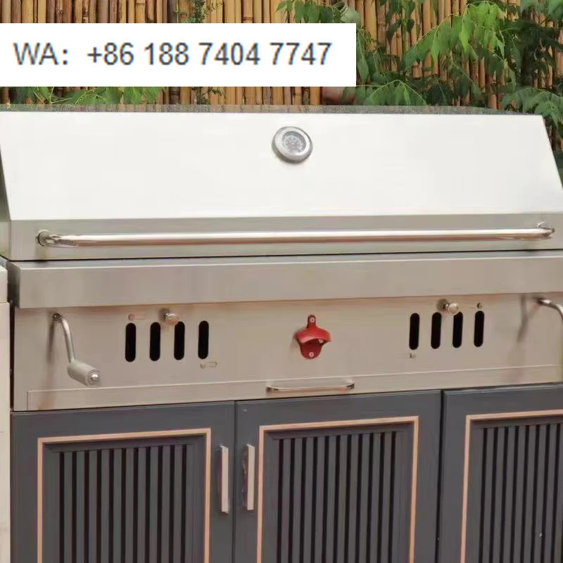 Premium Outdoor Backyard 304 Stainless Steel Built-in Grill Dual Chamber Charcoal for Large-Size Charcoal Grill Experience