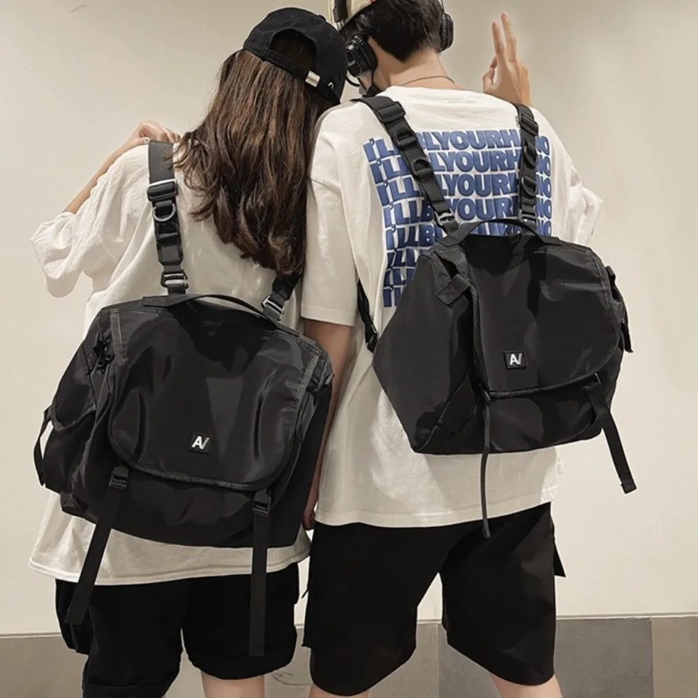 

Multi-purpose Nylon Shoulder Bag Lightweight Black Travel Rucksack Large Capacity Japanese Style Teens Backpack Outdoor