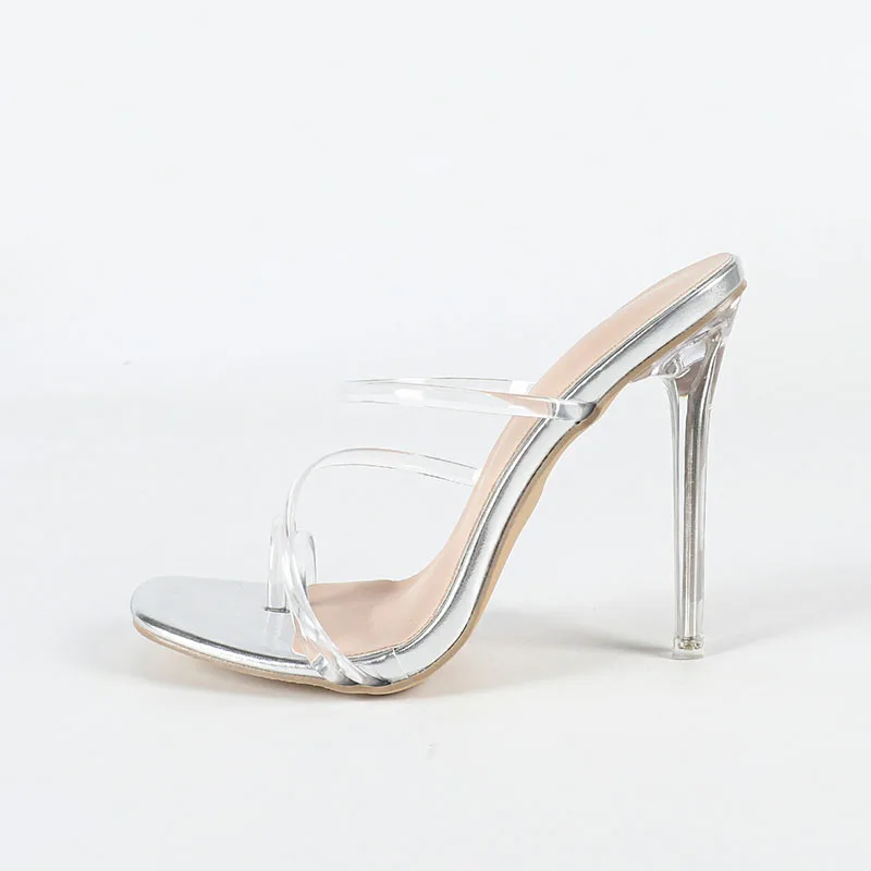 2026 New Spring Summer Slippers Women Square Toe Stiletto Transparent Sandals Ladies Shoes High Heels Flip Flops view 6