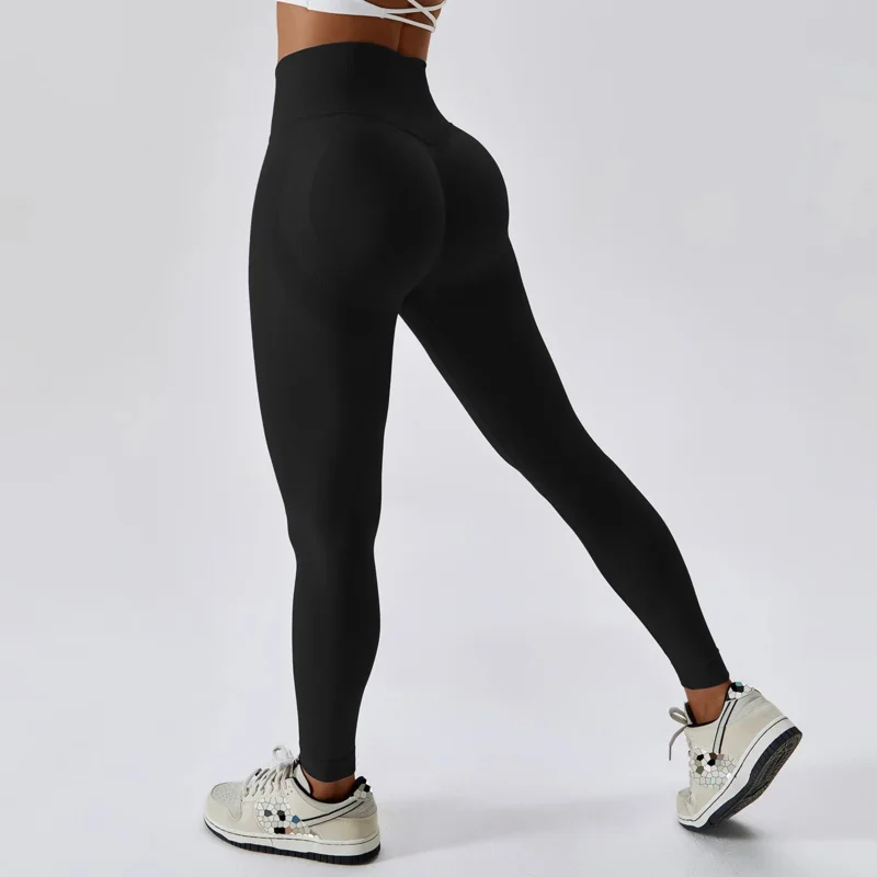 Seamless Yoga Pant High Elastic Sports Fitness Ribbed Legging Women High Waist Gym Workout Scrunch Butt Running Training Legging