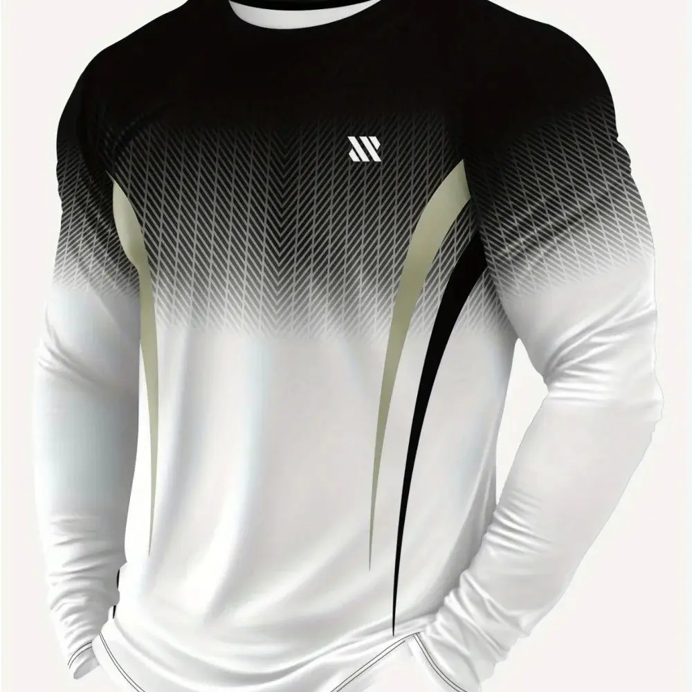 Modisches Langarm-Sportshirt mit Farbverlaufmuster, atmungsaktiv, bequem, lässiges Sport-Oberteil, Unisex, vielseitiger Stil, Kinder-T-Shirt – Detail 7