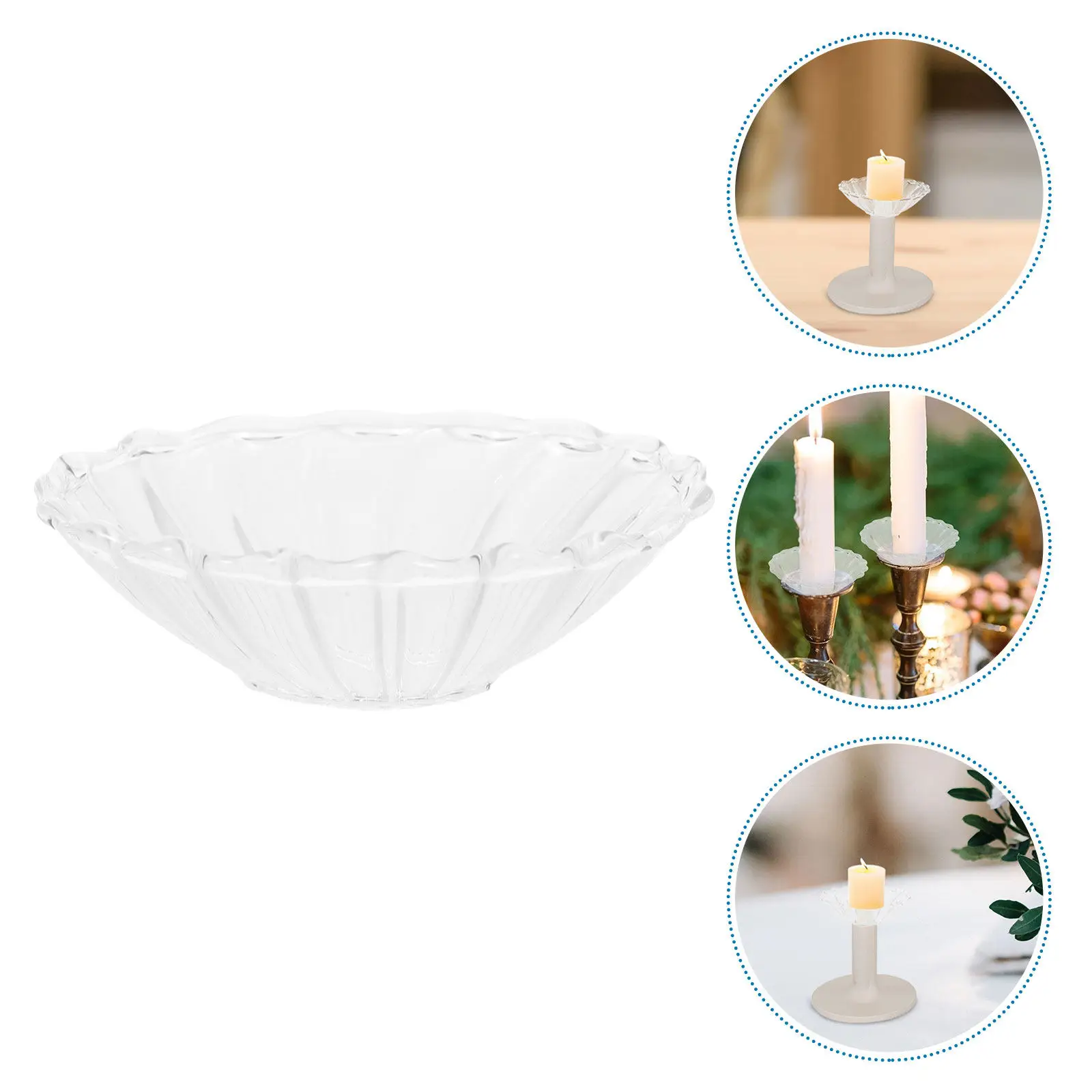 3Pcs Decorative Glass Wax Catcher Rings Clear Drip Protectors for Taper Candles Romantic Dinner Wedding Ceremony Drip