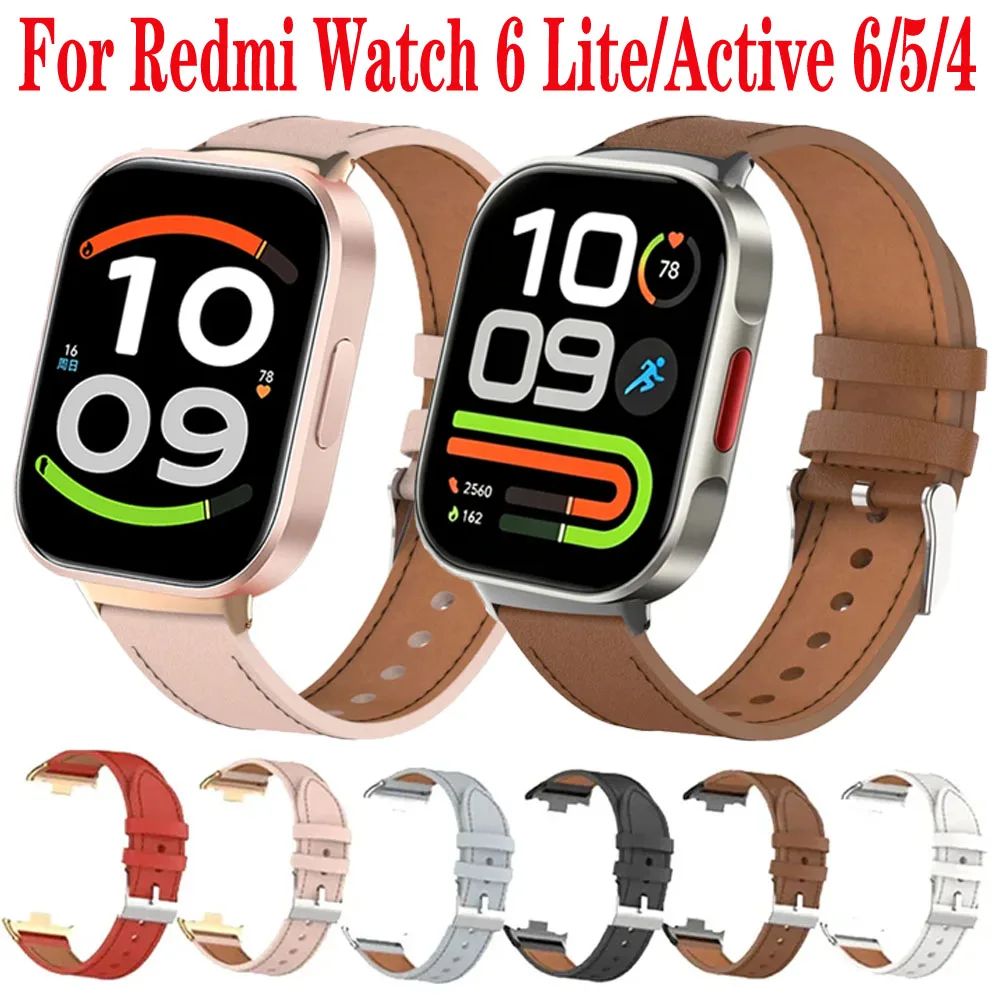 Bracelet en cuir pour Redmi Watch 6 Lite/Active 6/5/4, bracelet de montre confortable pour Xiaomi Band 10-9-8 Pro, accessoires de bracelet remplaçables.