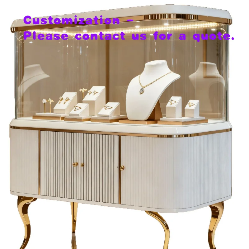 

custom.Shopping Mall Jewelry Display Cabinet Jade Glass Display Counter Baking Paint Stainless Steel High-end Exhibition Sh