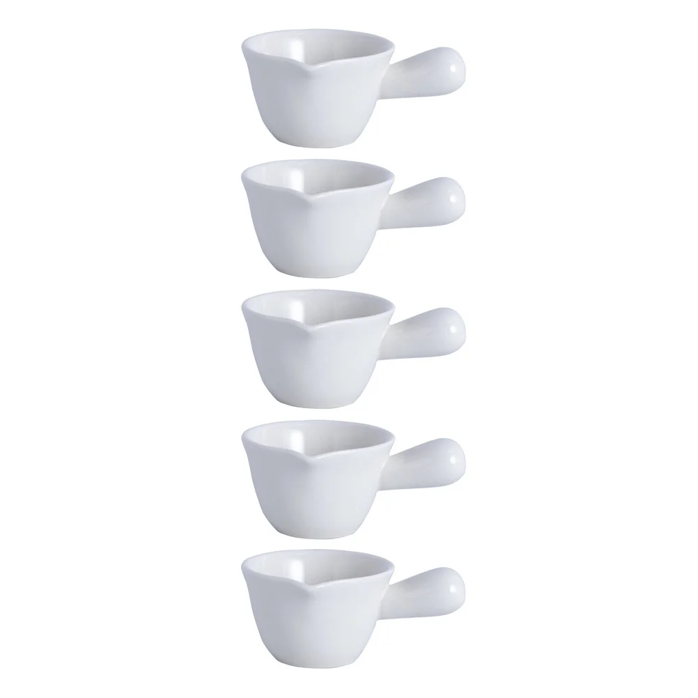 

5Pcs Stylish Household Milk Pots Comfortable Handle Ceramic Containers Elegant Milk Pot Mini Saucepans