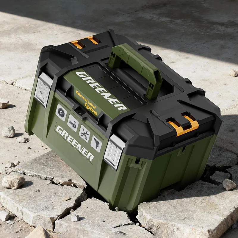 

Многофункциональный переносной ящик для инструментов GREENER: штабелируемый органайзер для оборудования большой емкости