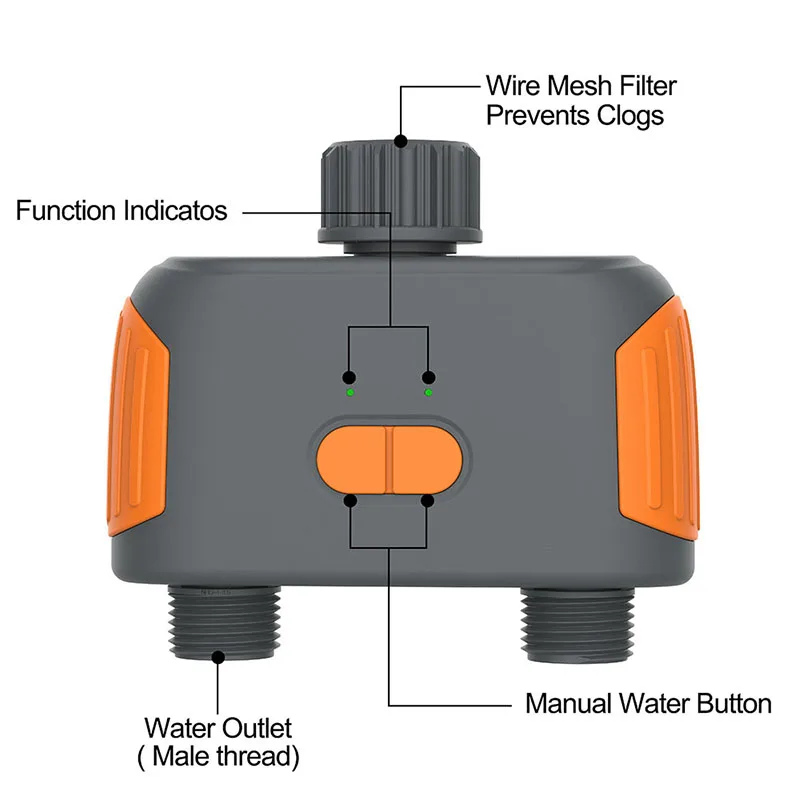 Tuya Smart nawadniania węża Timer 2-Port z bezprzewodowym dostępem do internetu Hub, kompatybilny z Alexa, inteligentne życie