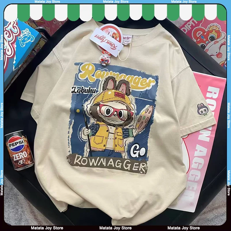 

Summer T-Shirt Print Artist Labubu Round Neck Loose Casual Short Sleeved T-Shirt Cotton Cartoon Cute Comfortable Fashion Clothes