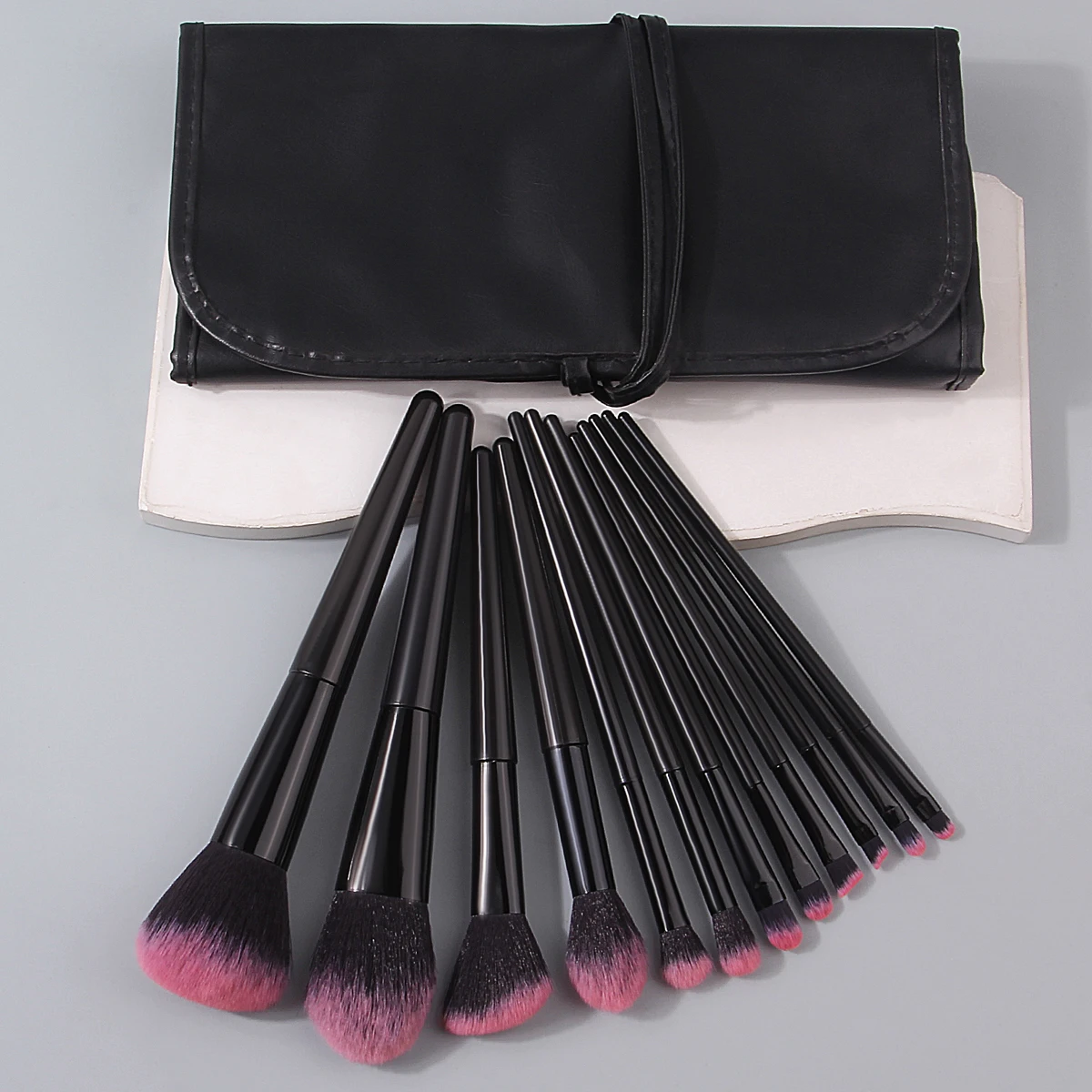 12PCS soft loose powder blush Contour Setting Concealer makeup brush set +1PCS portable makeup brush strap bag